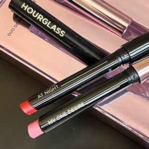 Hourglass Mini Lipstick Duo — At Night (Red) and My One Desire (Pink)